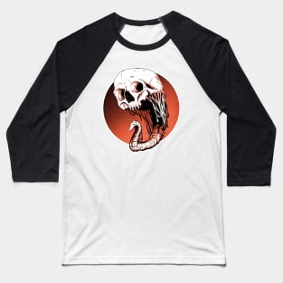 Skull Stalker - A Dark Macabre Skull Alien Brain Eating Retro SciFi Design Baseball T-Shirt